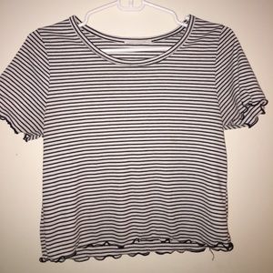 Ruffly Edge Stripe Tee Shirt